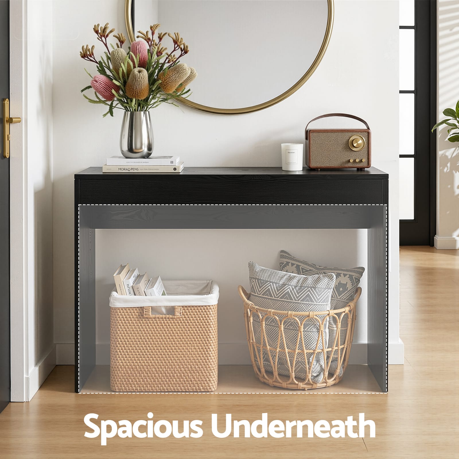 Console Table Black 120cm 120x40x80cm