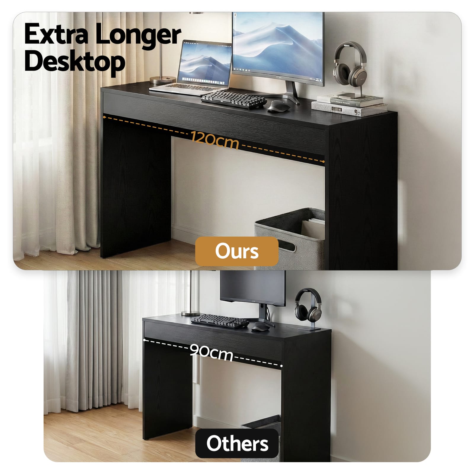 Console Table Black 120cm 120x40x80cm