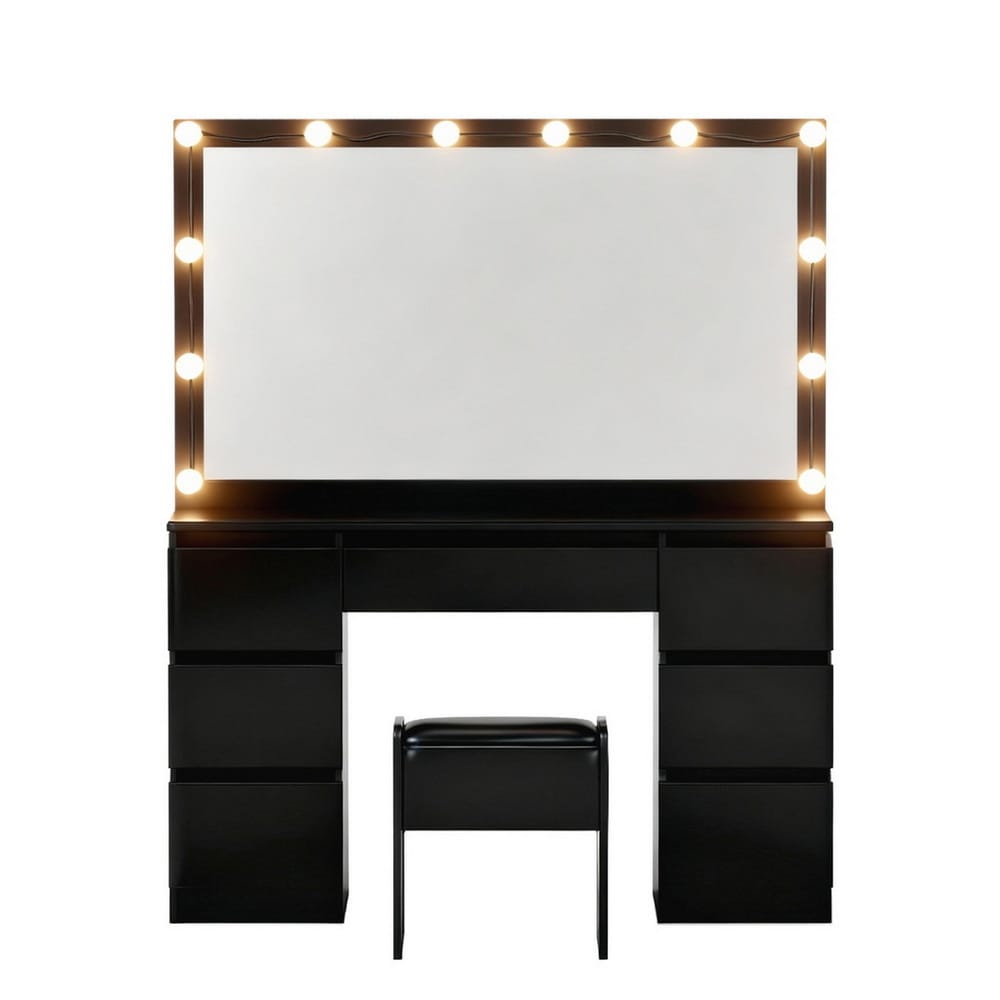 Dressing Table Vanity Set Black 118x39x143cm