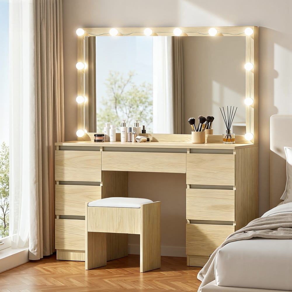 Dressing Table Vanity Set With Stool 118x39x143cm