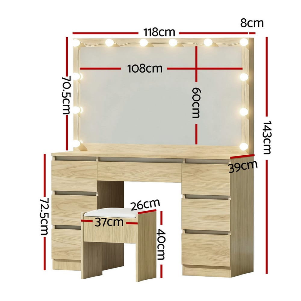 Dressing Table Vanity Set With Stool 118x39x143cm