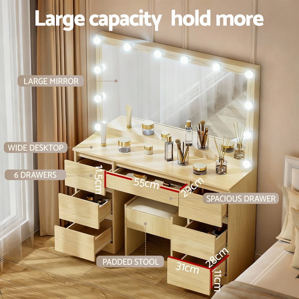 Dressing Table Vanity Set With Stool 118x39x143cm