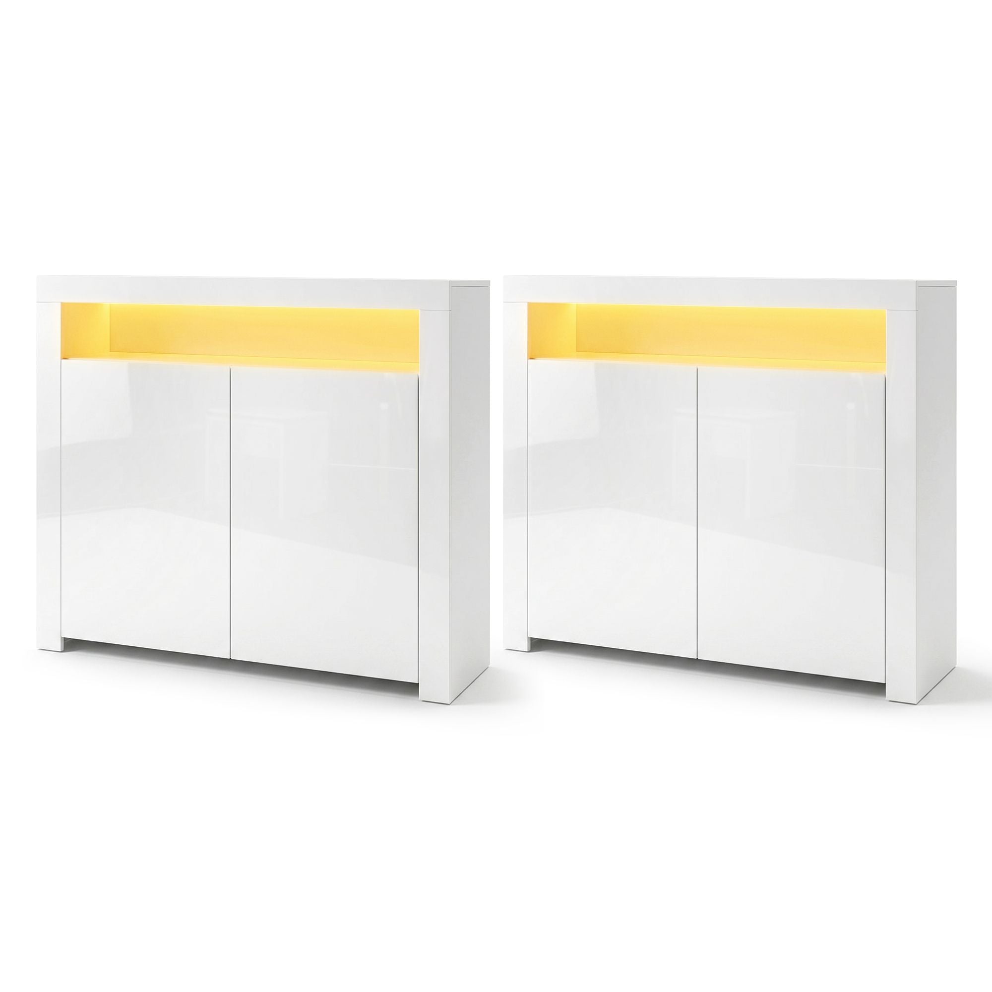 LED Buffet Sideboard Cabinet High Gloss Set 2 | Simpledeals