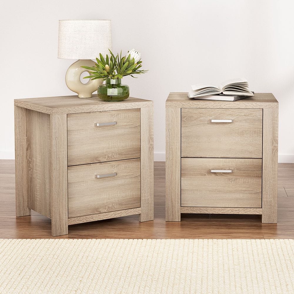 Bedside Table 2 Drawers Pine 48x39x53cm