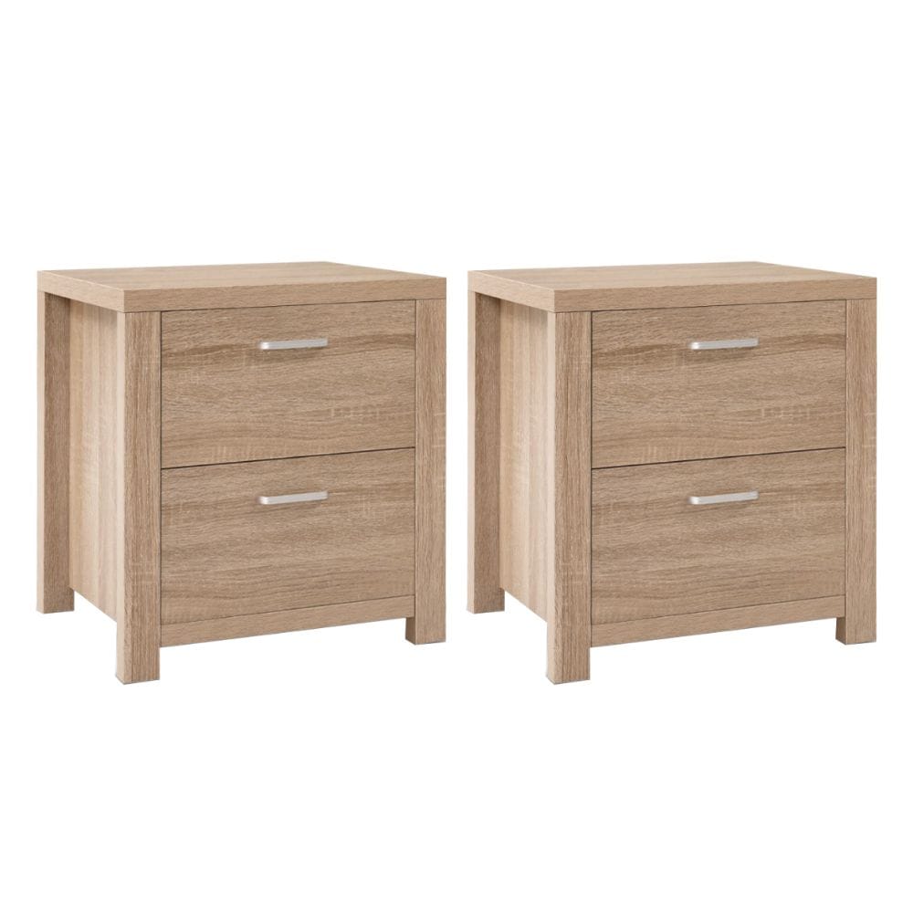 Bedside Table 2 Drawers Pine 48x39x53cm