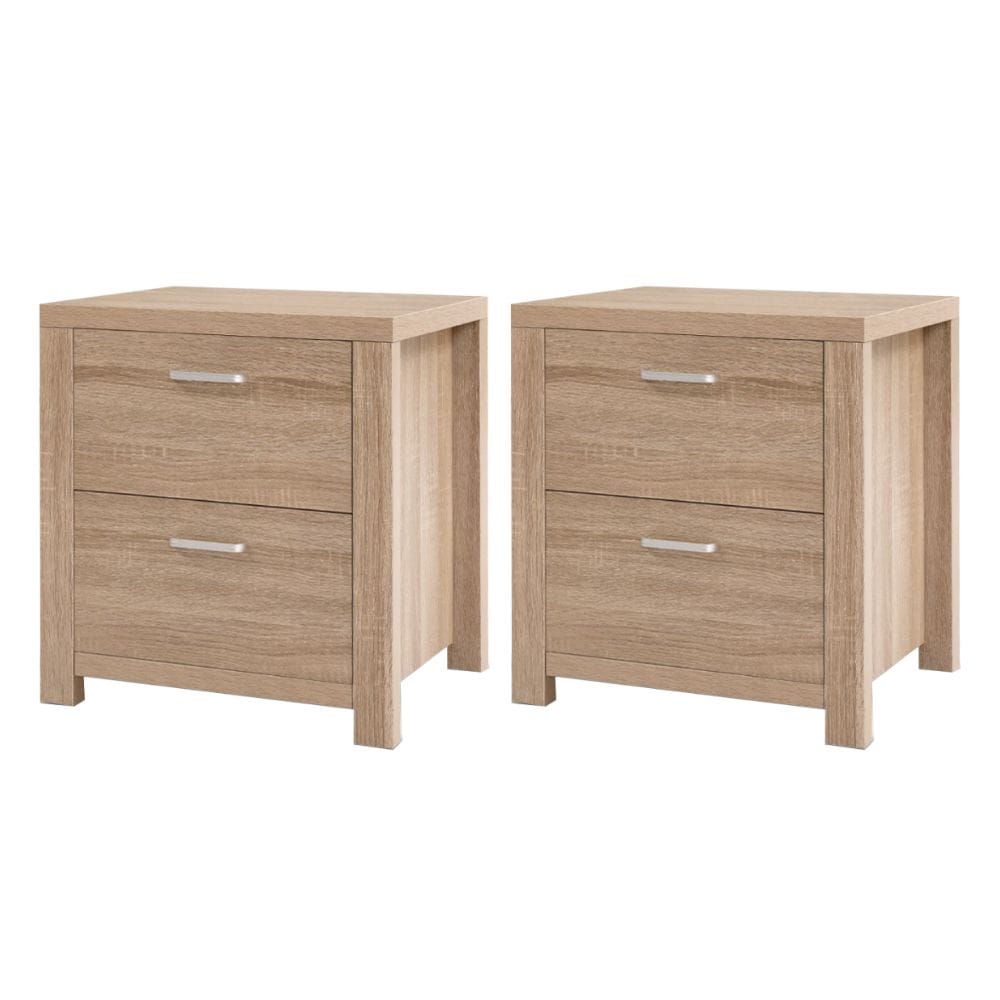 Bedside Table 2 Drawers Pine 48x39x53cm