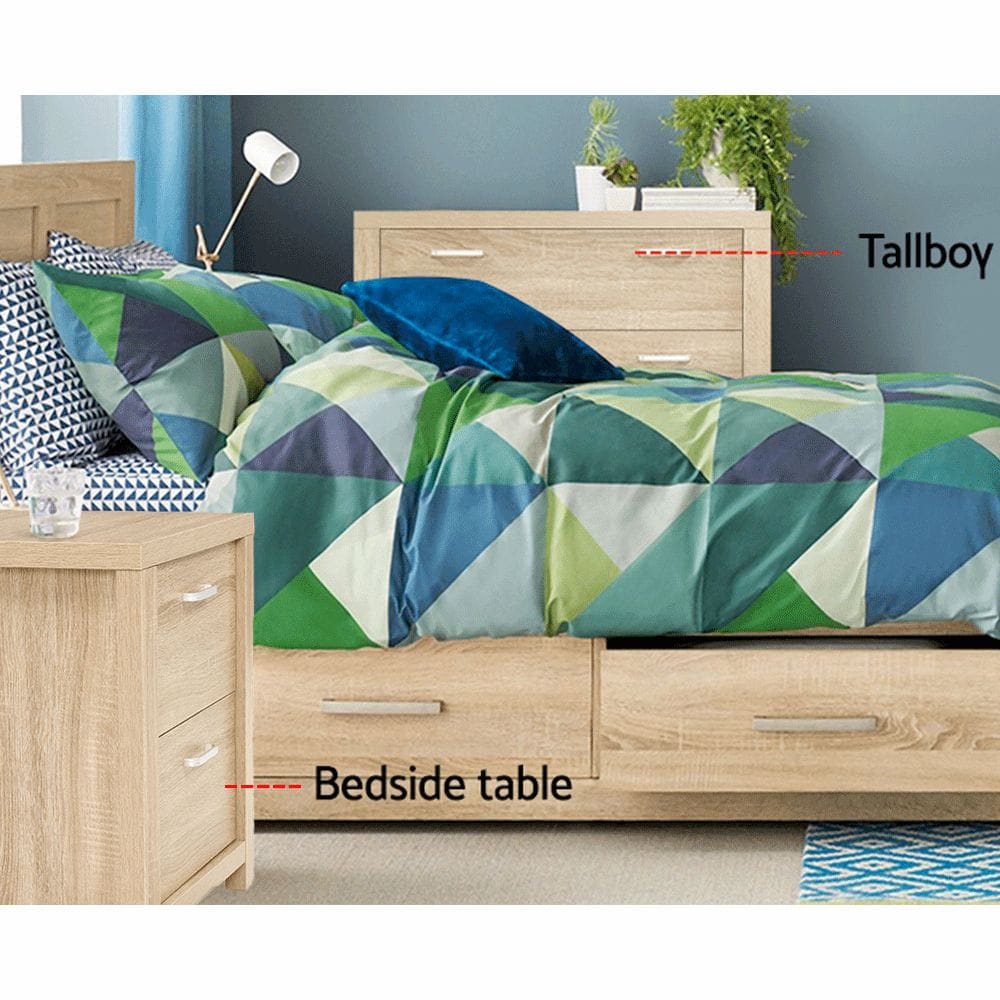 Bedside Table 2 Drawers Pine 48x39x53cm
