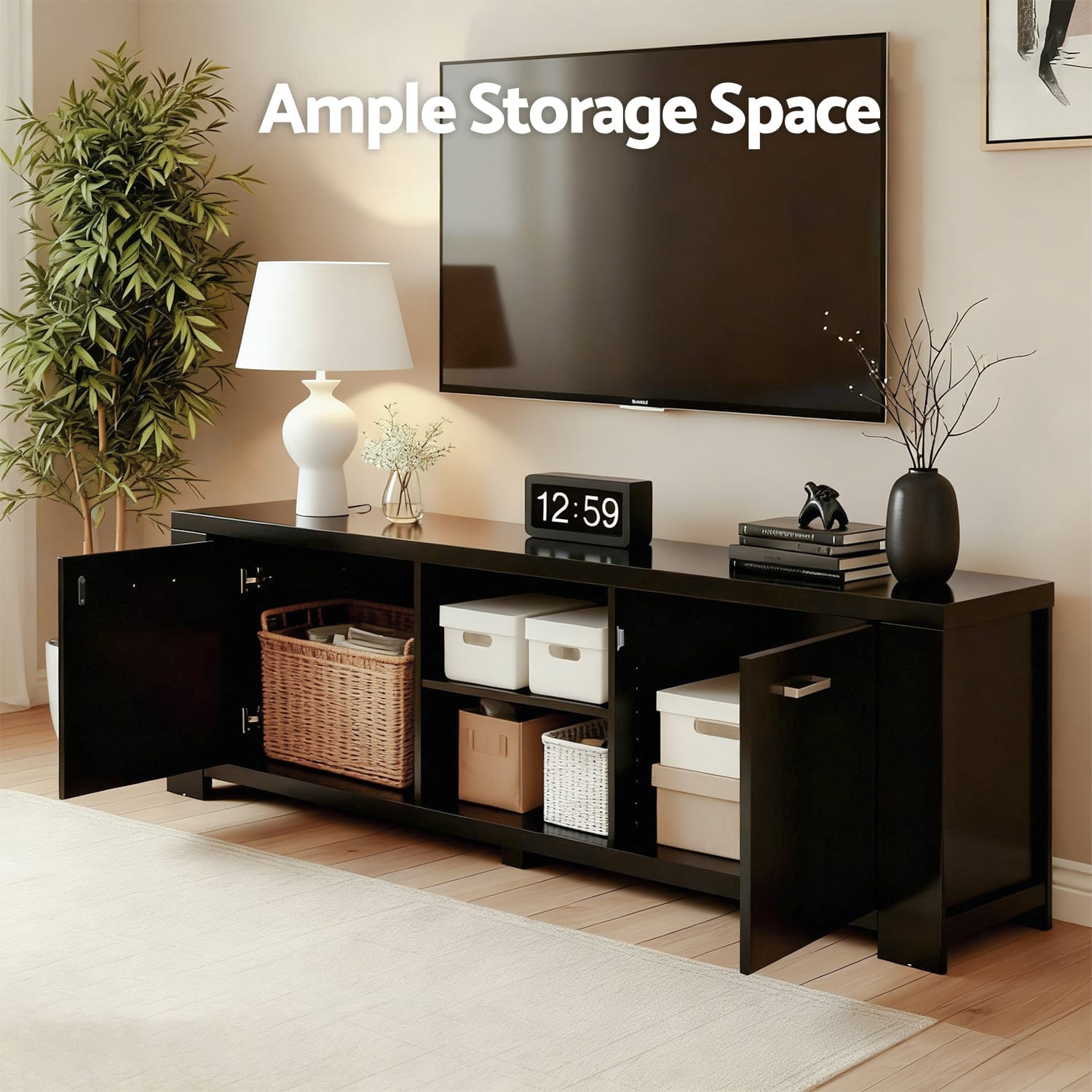 Black Tv Cabinet 160cm 160x40x45cm