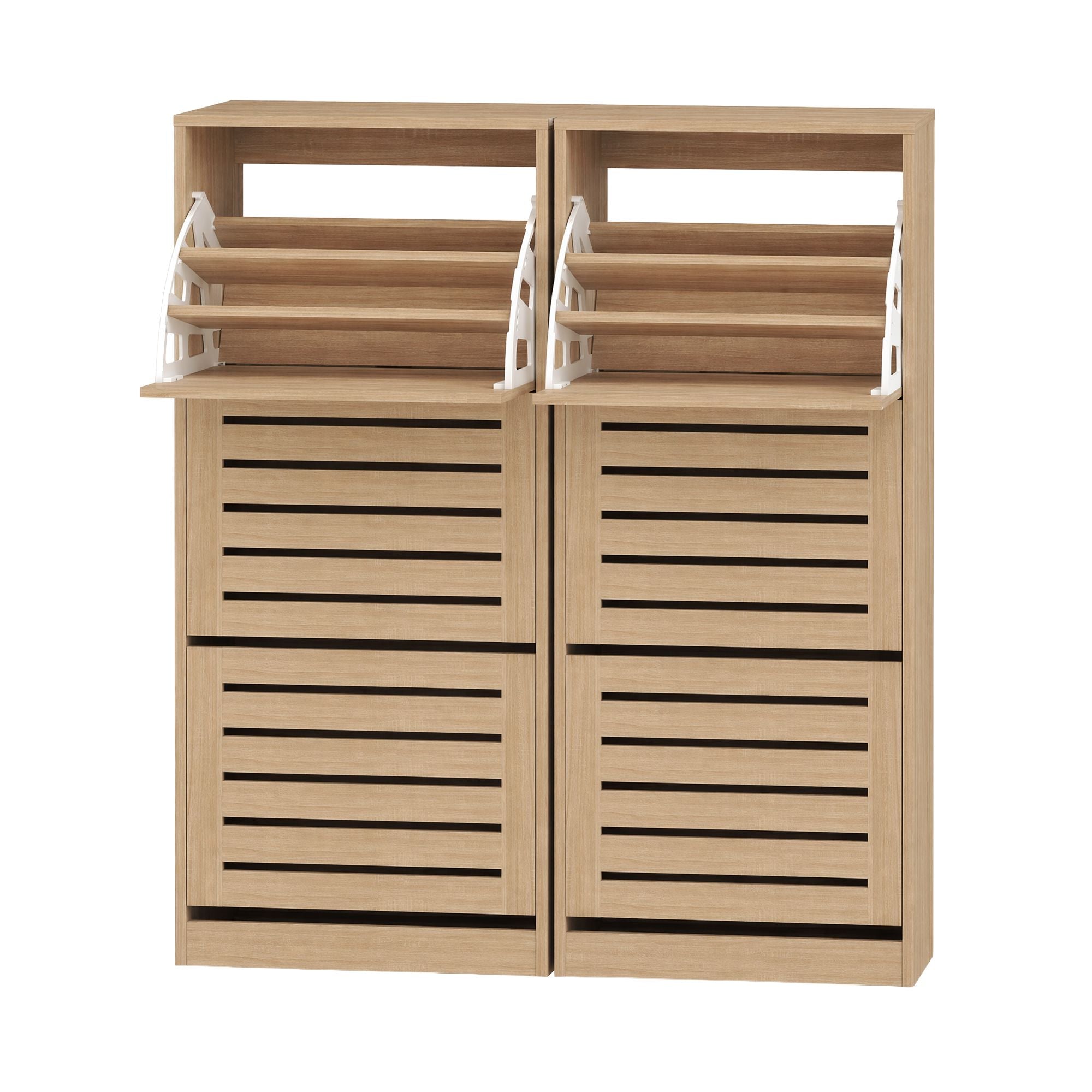 Pine Shoe Cabinet 3 Flip Drawer Storage Set | Simpledeals