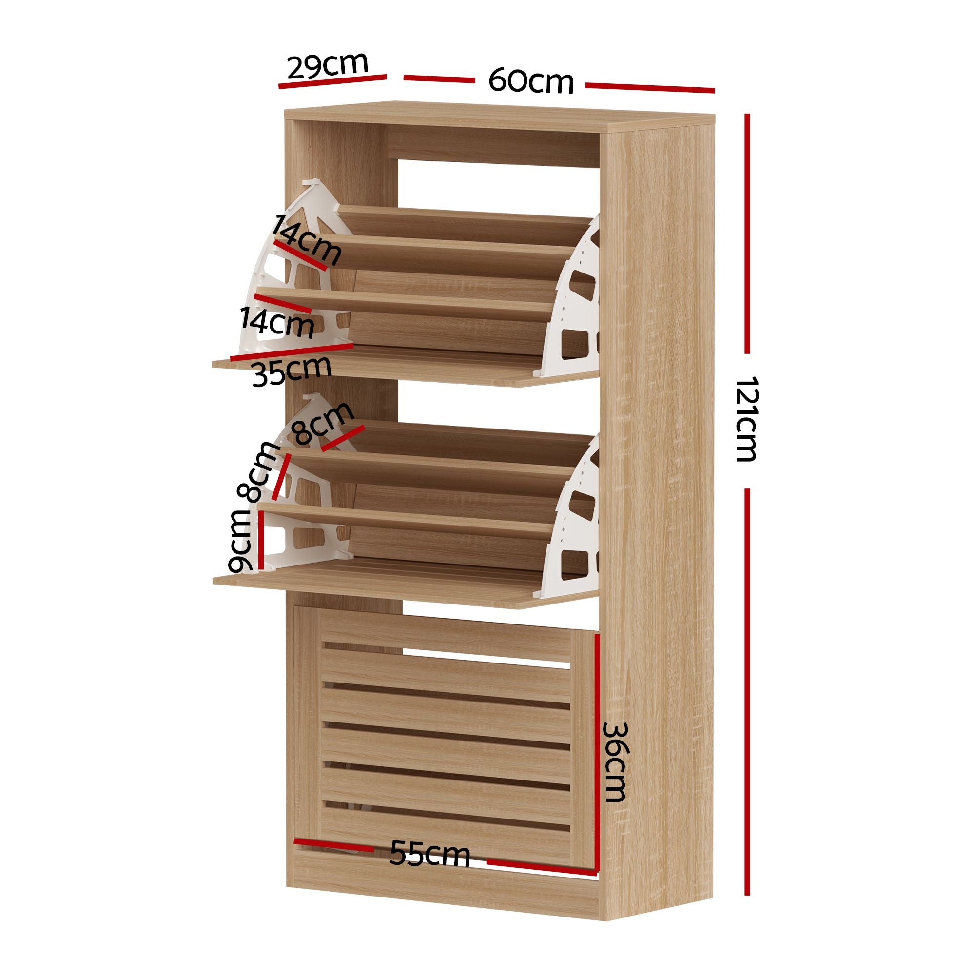 Pine Shoe Cabinet 3 Flip Drawer Storage Set | Simpledeals