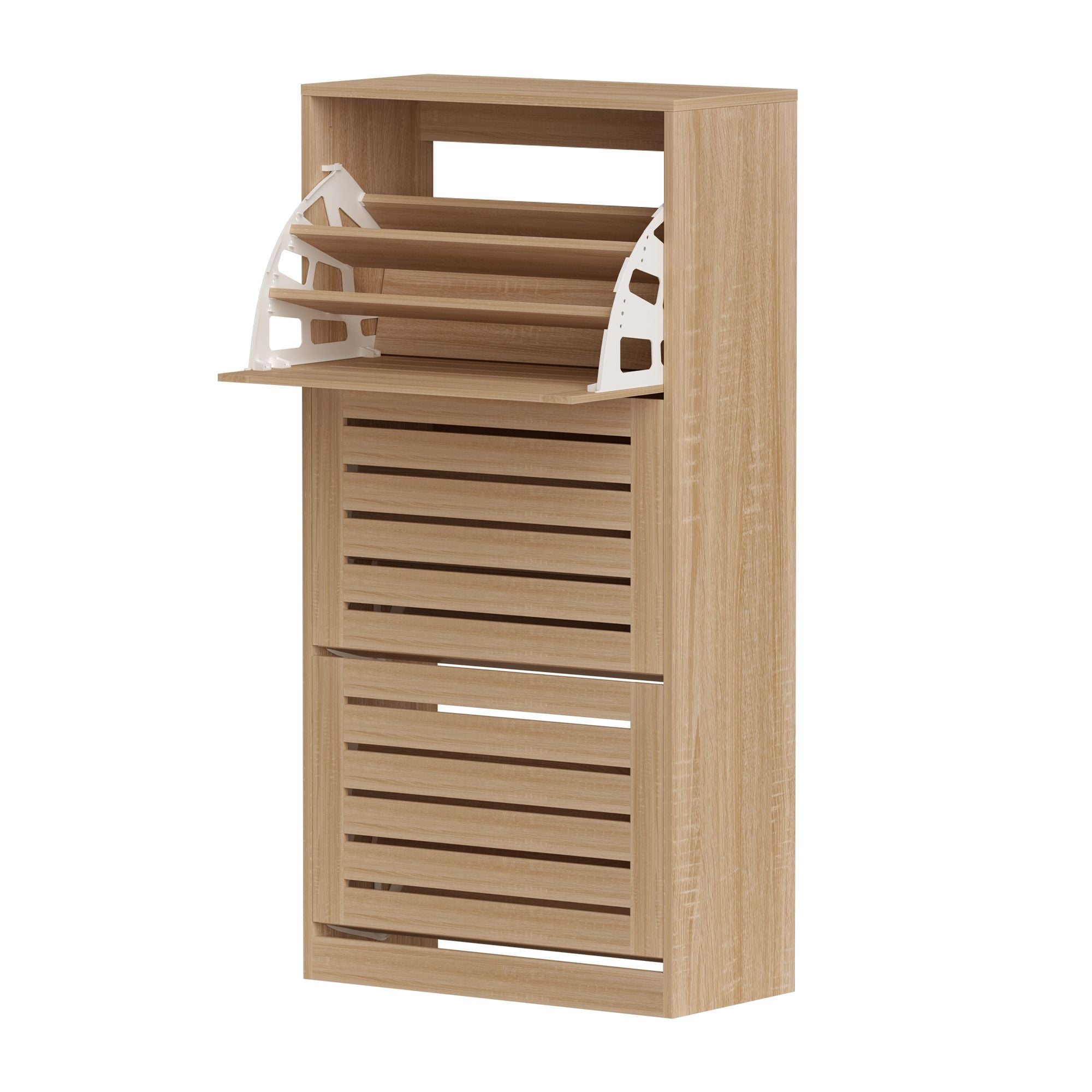 Pine Shoe Cabinet 3 Flip Drawer Storage Set | Simpledeals