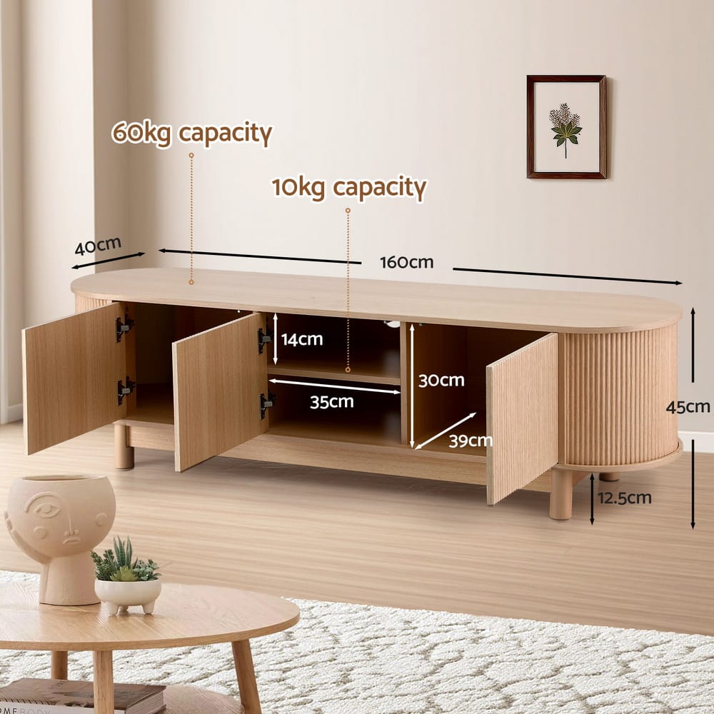 Tv Unit Storage Cabinet 160cm Oak 160x40x45cm