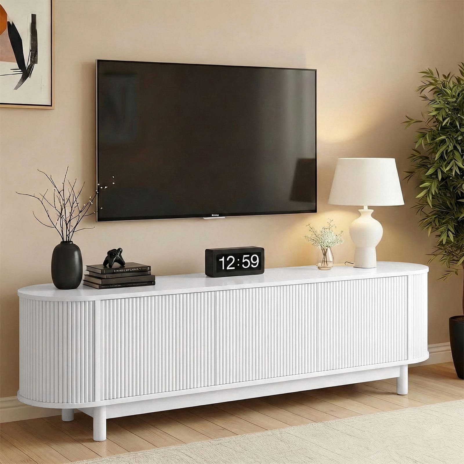 White TV Unit Storage Cabinet 160x40x45cm