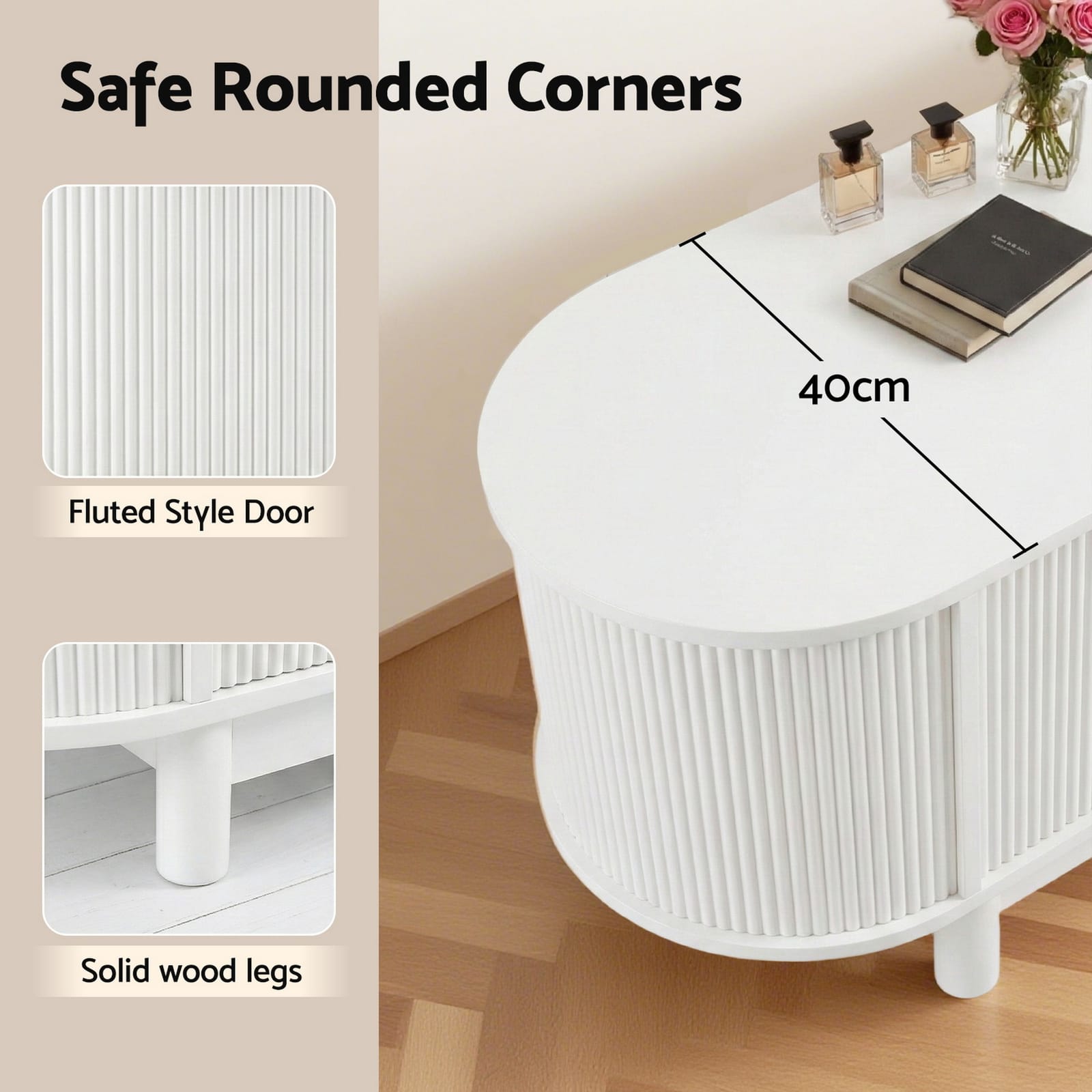 White TV Unit Storage Cabinet 160x40x45cm