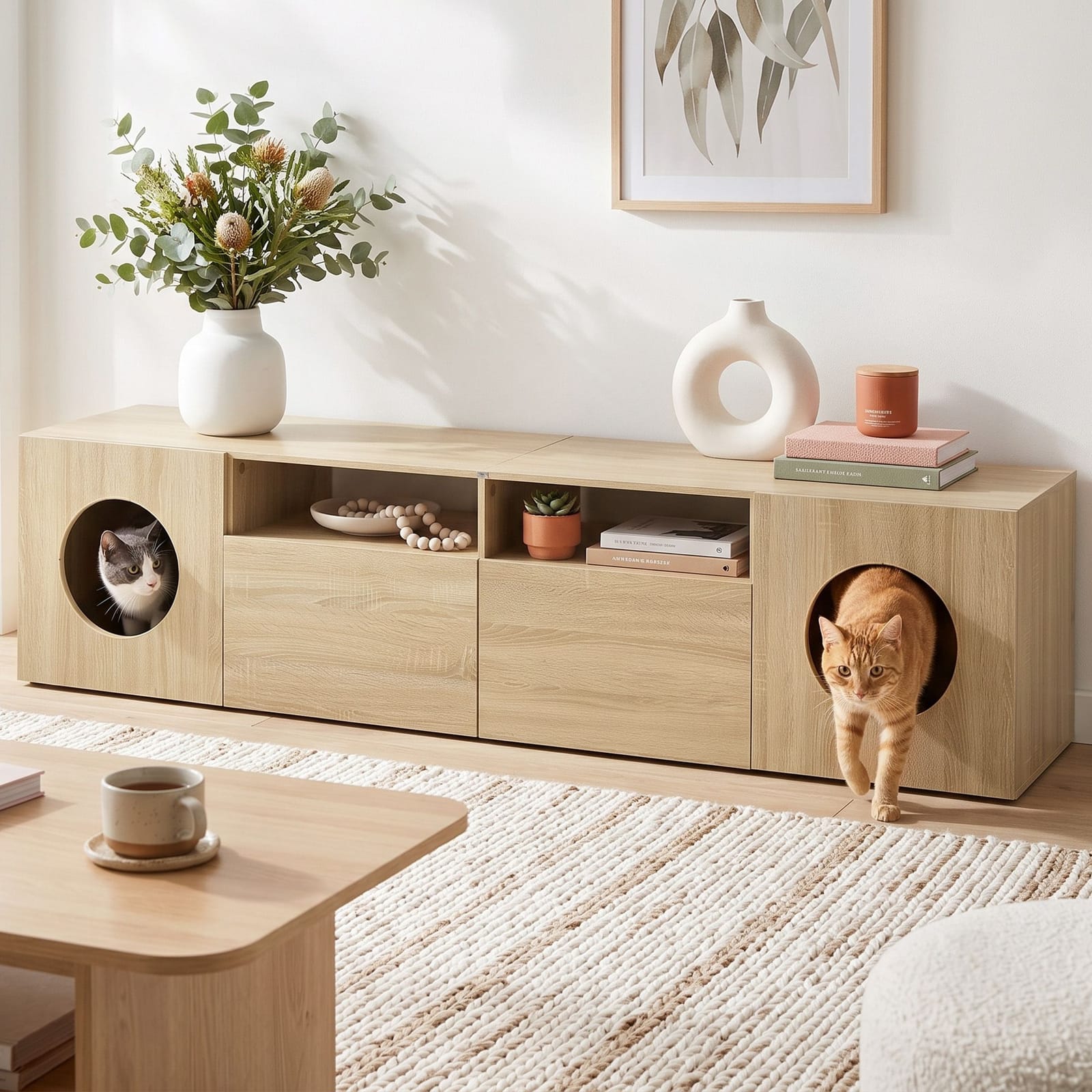 Tv Unit With Storage Cabinet 185x39x45.5cm