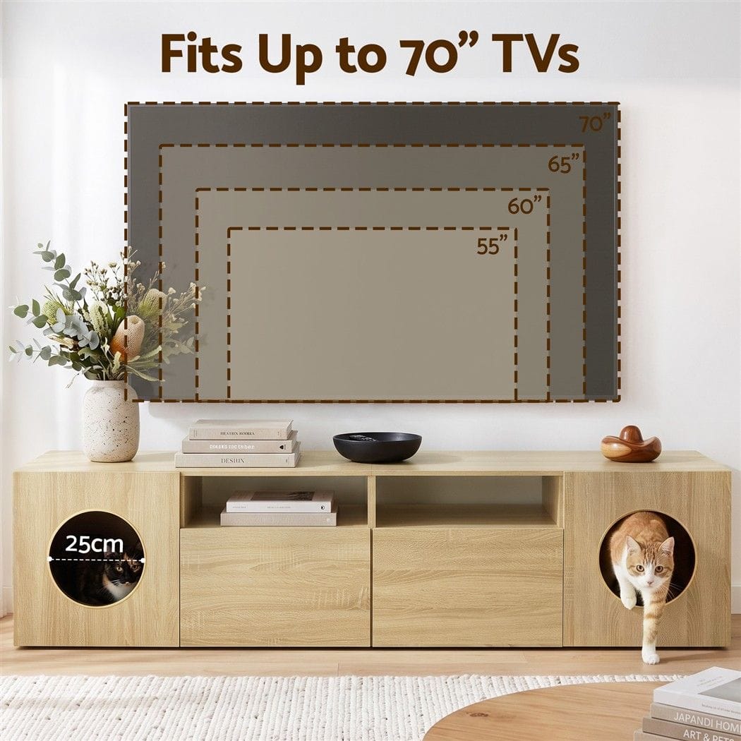 Tv Unit With Storage Cabinet 185x39x45.5cm