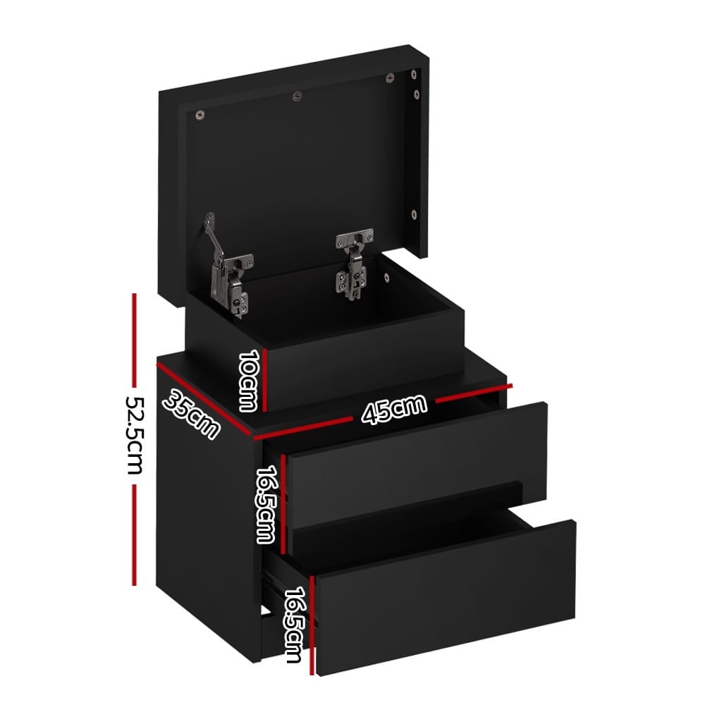 Bedside Table LED Storage 45x35x52.5cm