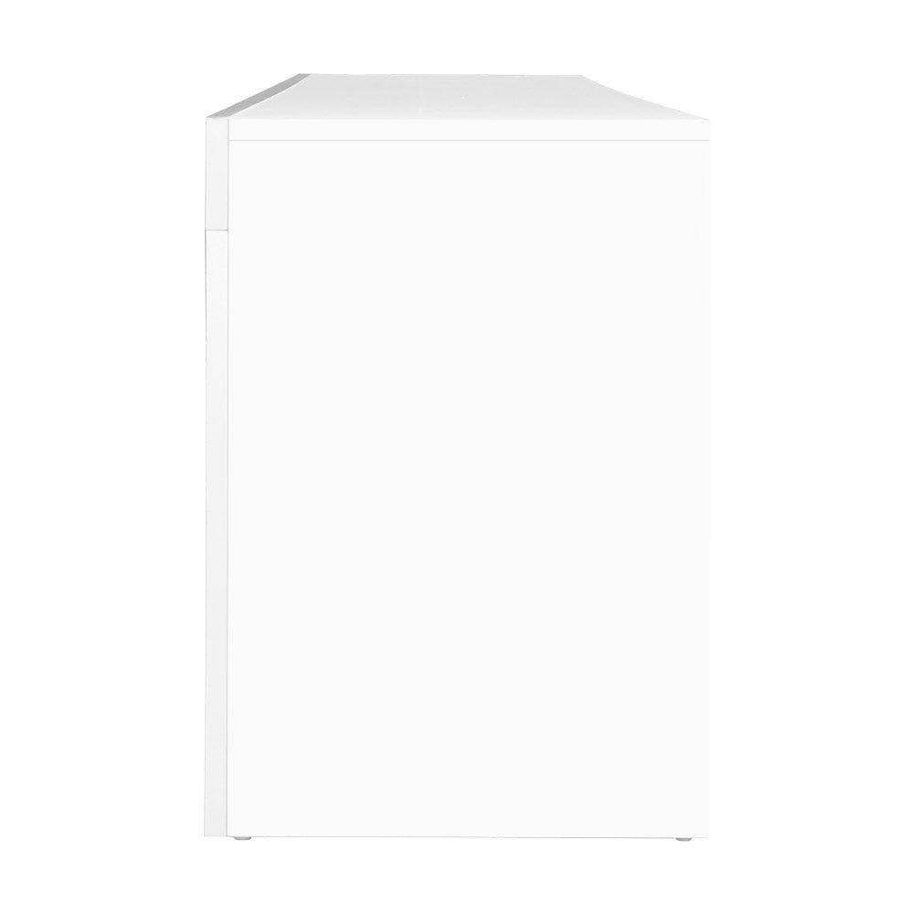 TV Cabinet Entertainment Unit Stand RGB LED Gloss 3 Doors 180cm White