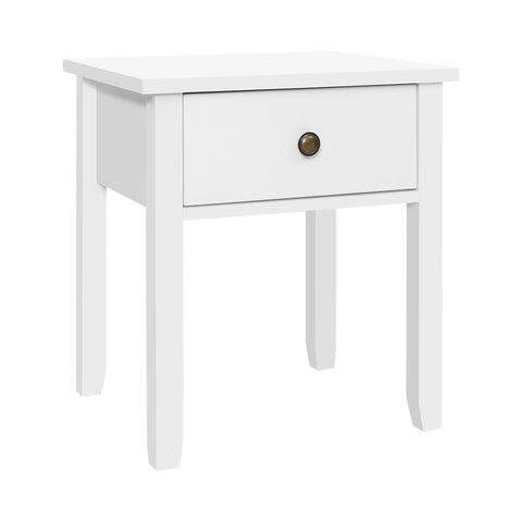 Bedside Table 1 Drawer - Bow White