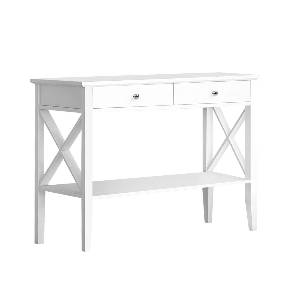Console Table 2 Drawers 100Cm White Chole