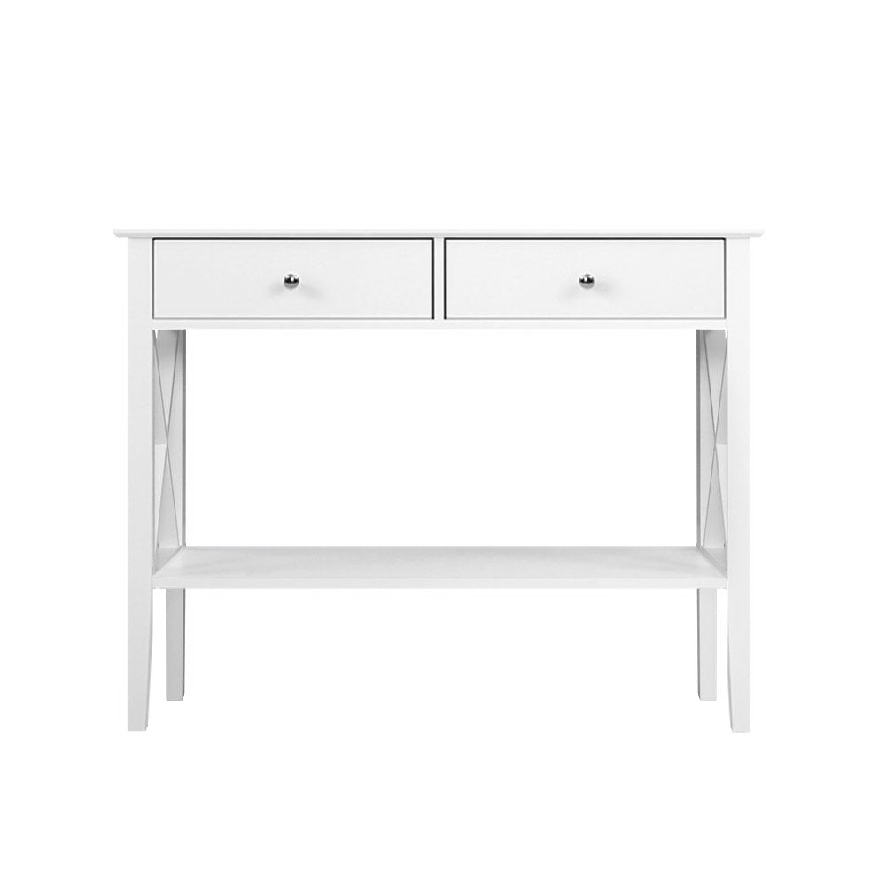 Console Table 2 Drawers 100Cm White Chole