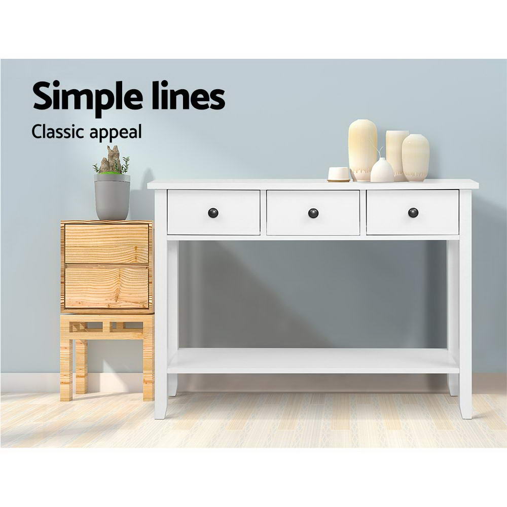 Console Table 3 Drawers 100Cm White Chole