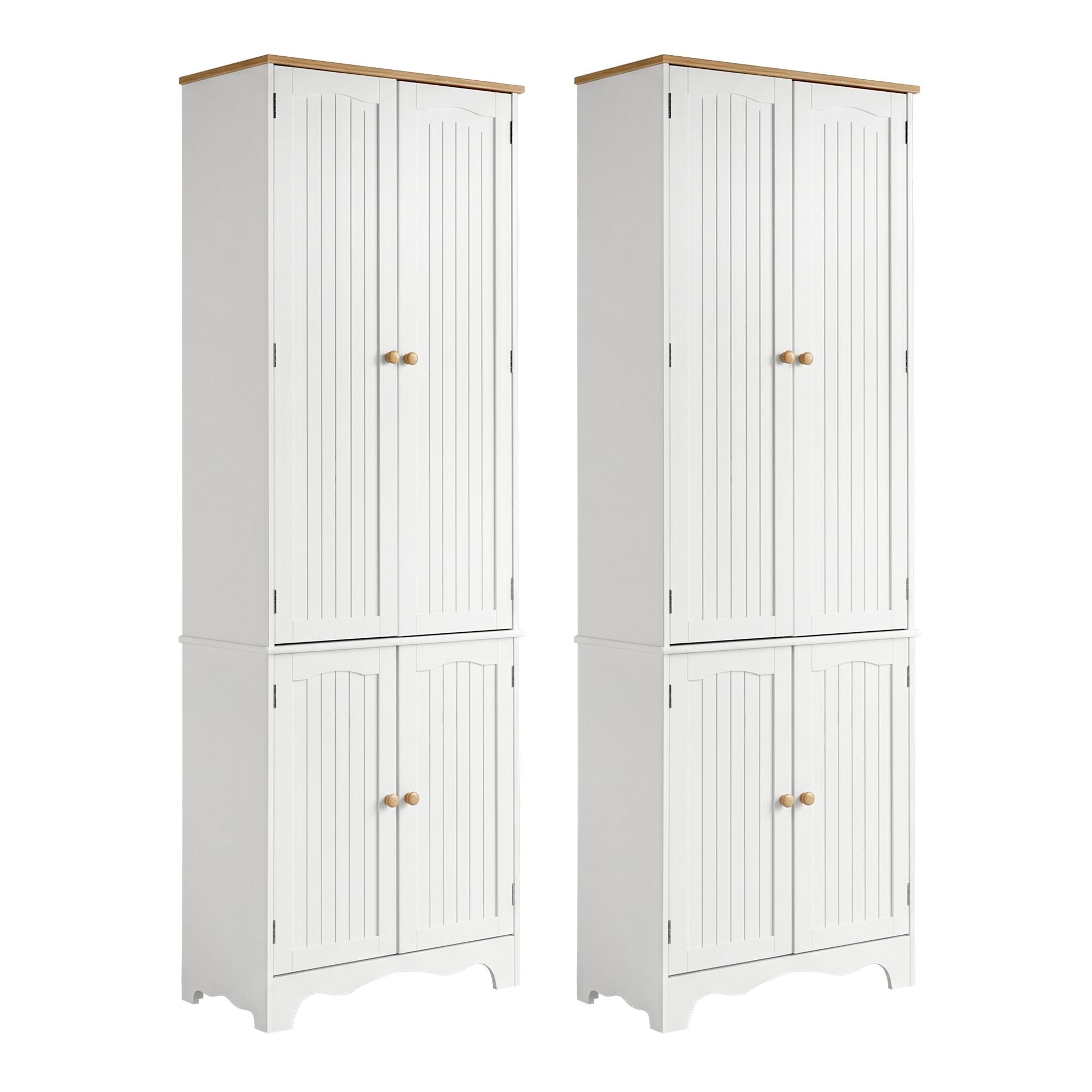 Tall Pantry Cabinet 6-Tier Set of 2 White | Simpledeals