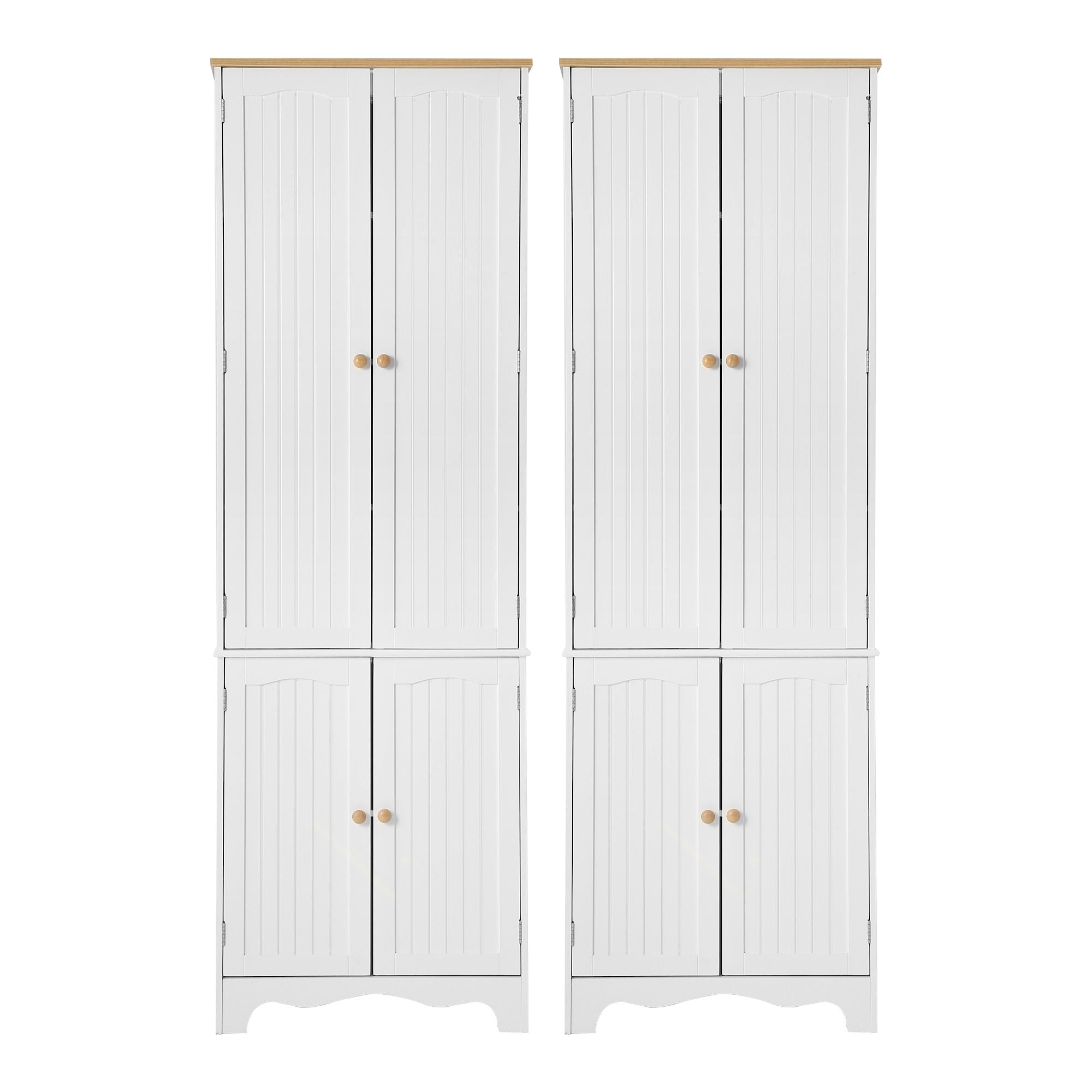 Tall Pantry Cabinet 6-Tier Set of 2 White | Simpledeals