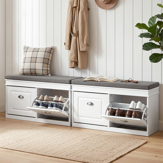 Shoe Bench Set 2pc Padded Seat Storage - Shoe Storage
