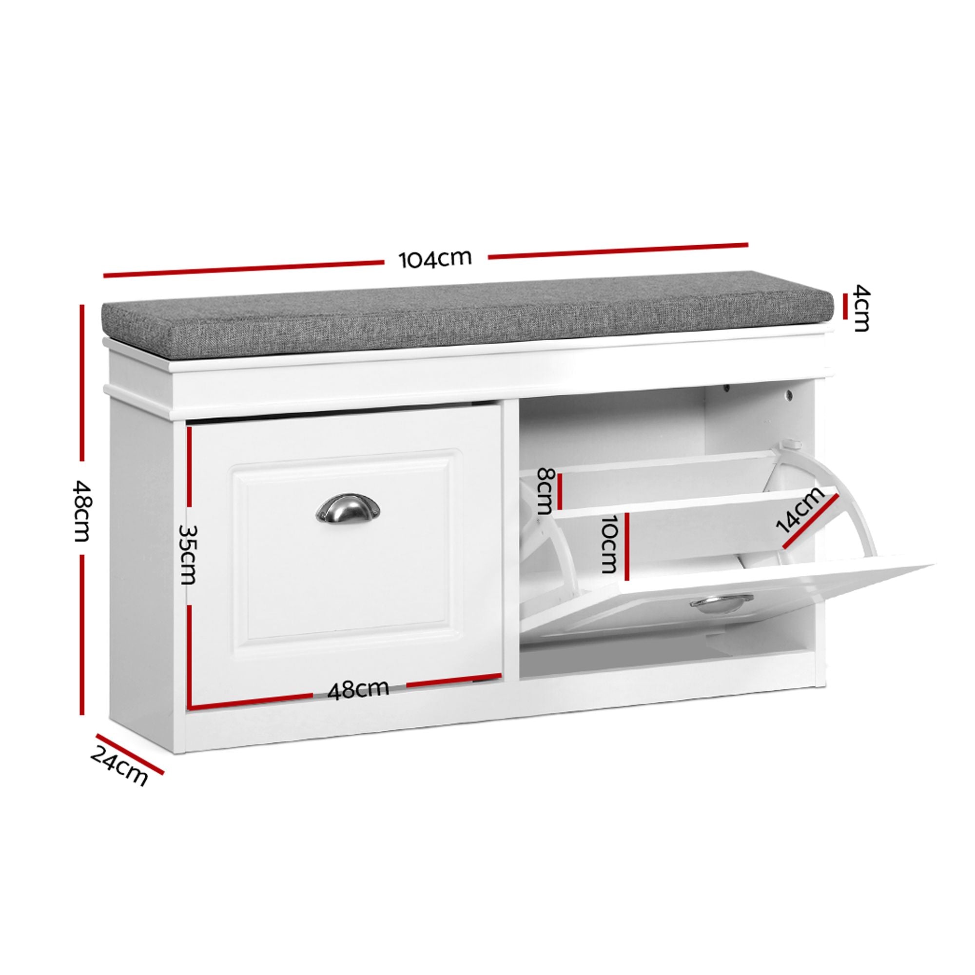 Shoe Bench Set 2pc Padded Seat Storage | Simpledeals