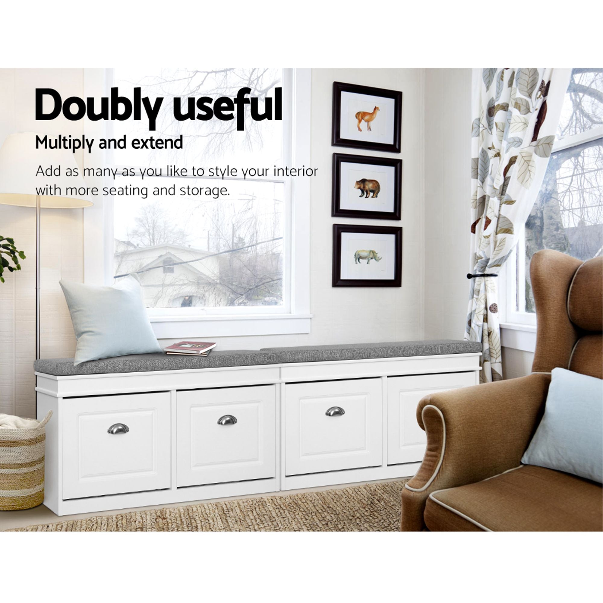 Shoe Bench Set 2pc Padded Seat Storage | Simpledeals