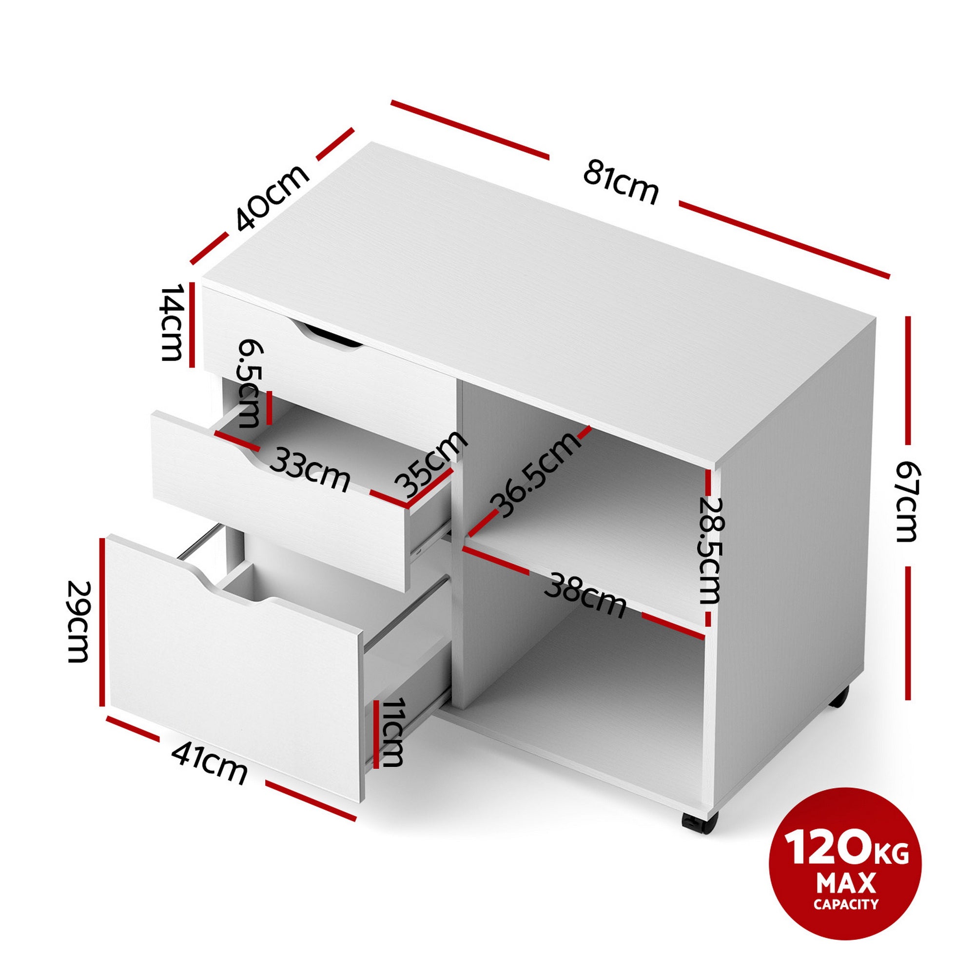3 Drawer Mobile Filing Cabinet Printer Stand | Simpledeals