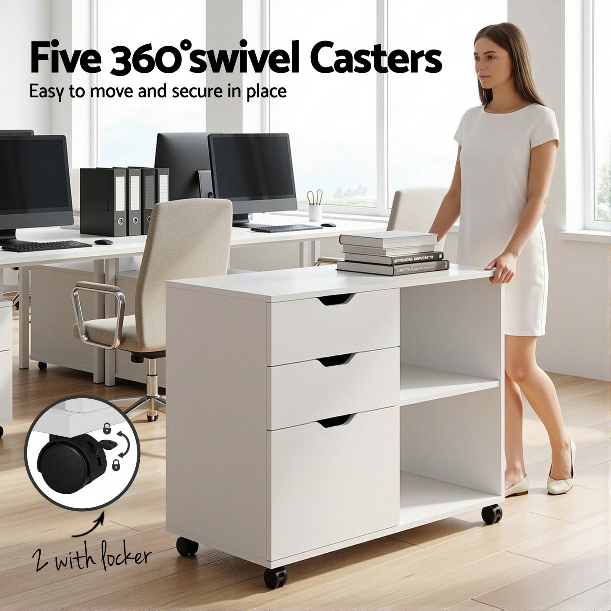 3 Drawer Mobile Filing Cabinet Printer Stand | Simpledeals