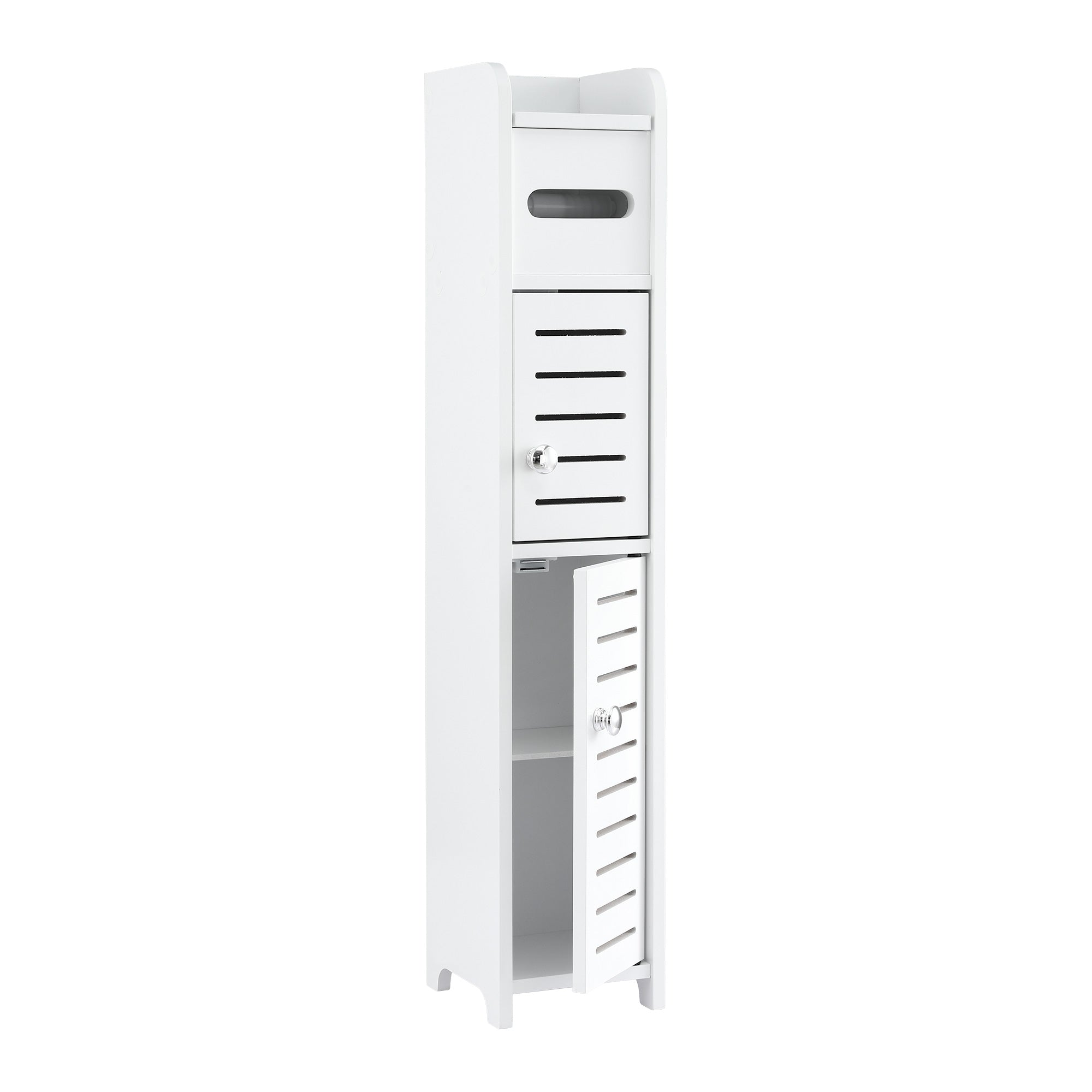 Artiss Bathroom Storage Cabinet 3-Tier Slim White | Simpledeals