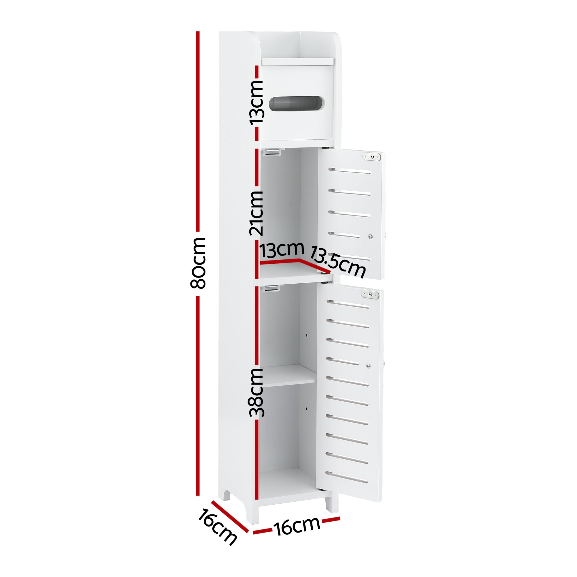 Artiss Bathroom Storage Cabinet 3-Tier Slim White | Simpledeals