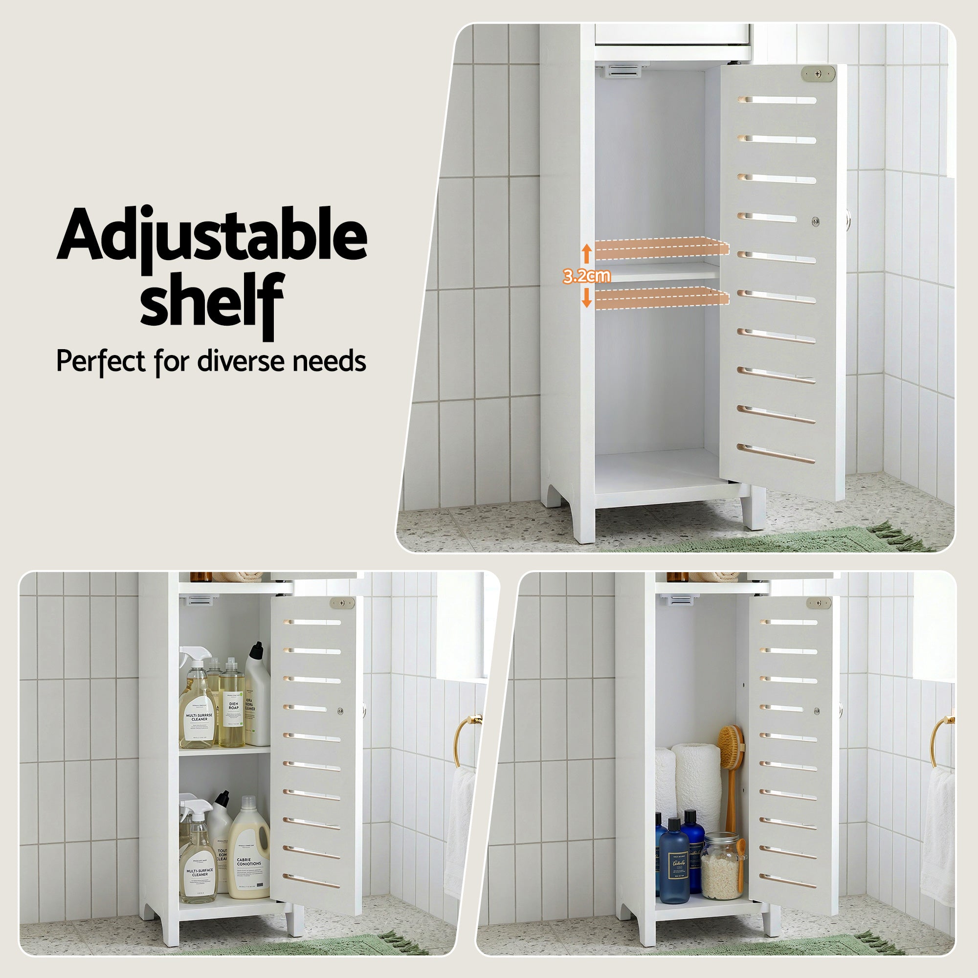 Bathroom Storage Cabinet 3-Tier Toilet Organizer | Simpledeals