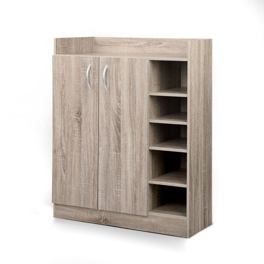 Adjustable Pine Shoe Rack Cabinet - 21 Pairs