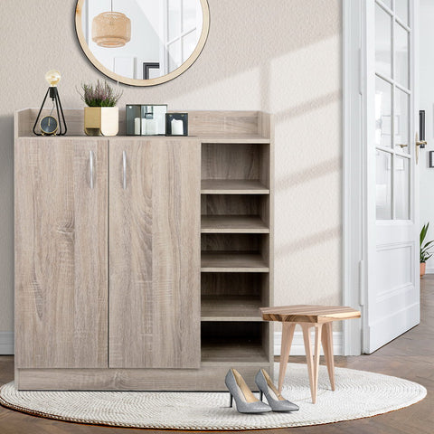 Adjustable Pine Shoe Rack Cabinet - 21 Pairs