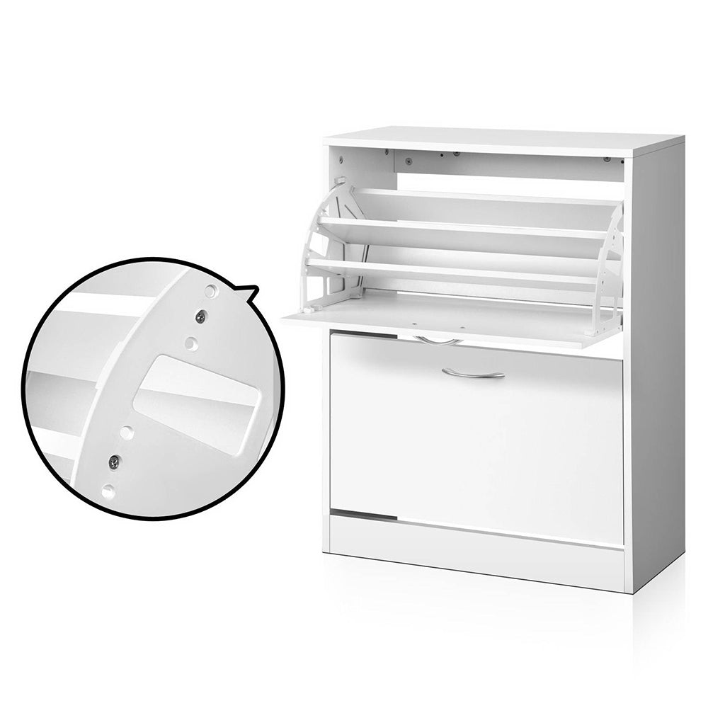 Shoe Rack Cabinet Adjustable Shelves 24 Pairs White Iris