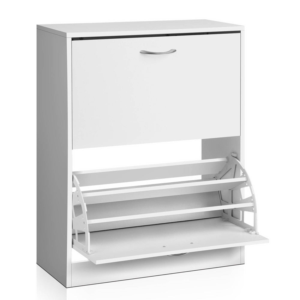 Shoe Rack Cabinet Adjustable Shelves 24 Pairs White Iris