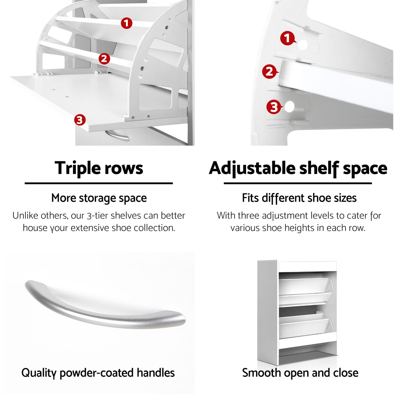 Shoe Cabinet White Storage 63x29x84cm