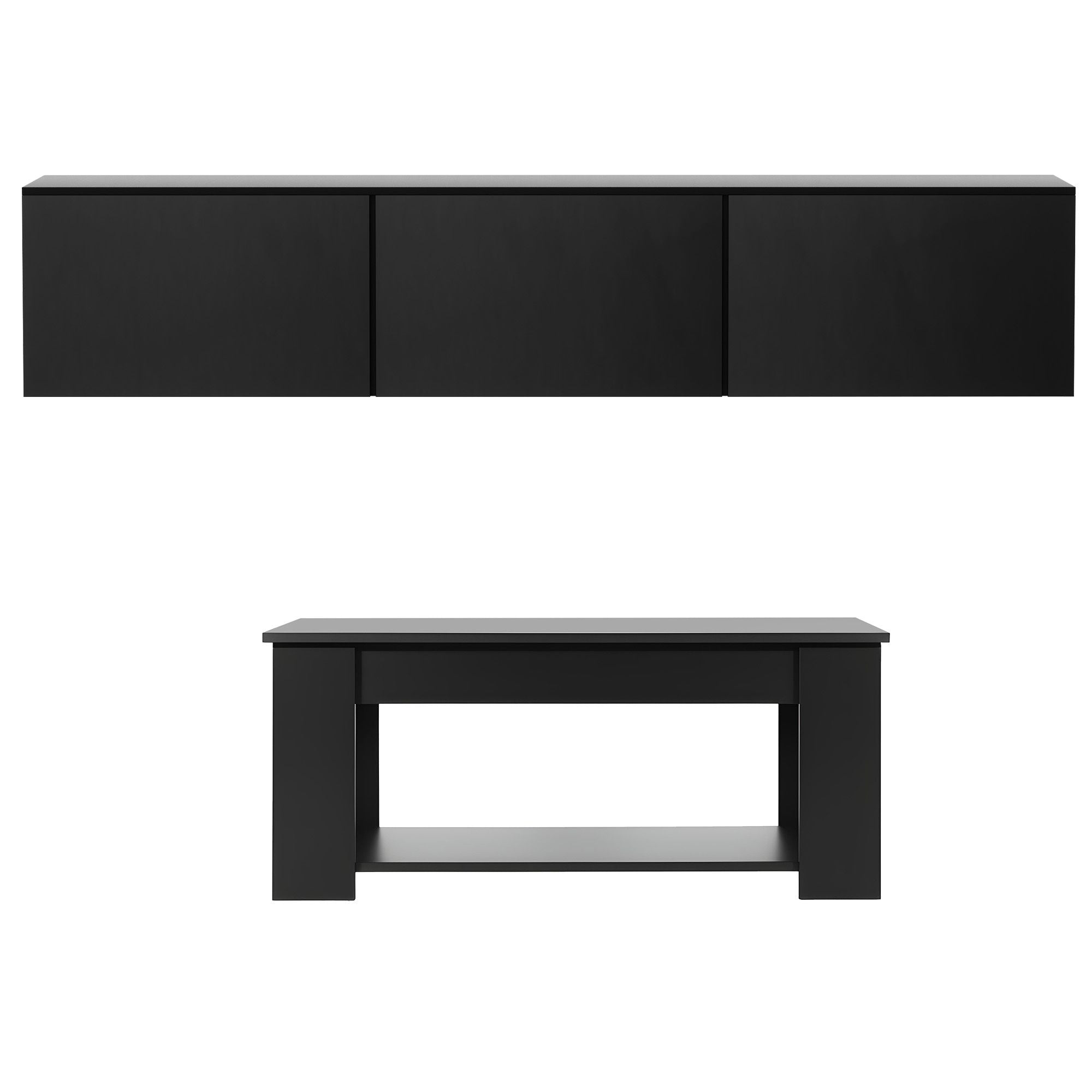 TV Unit Coffee Table Set Black 200cm | Simpledeals