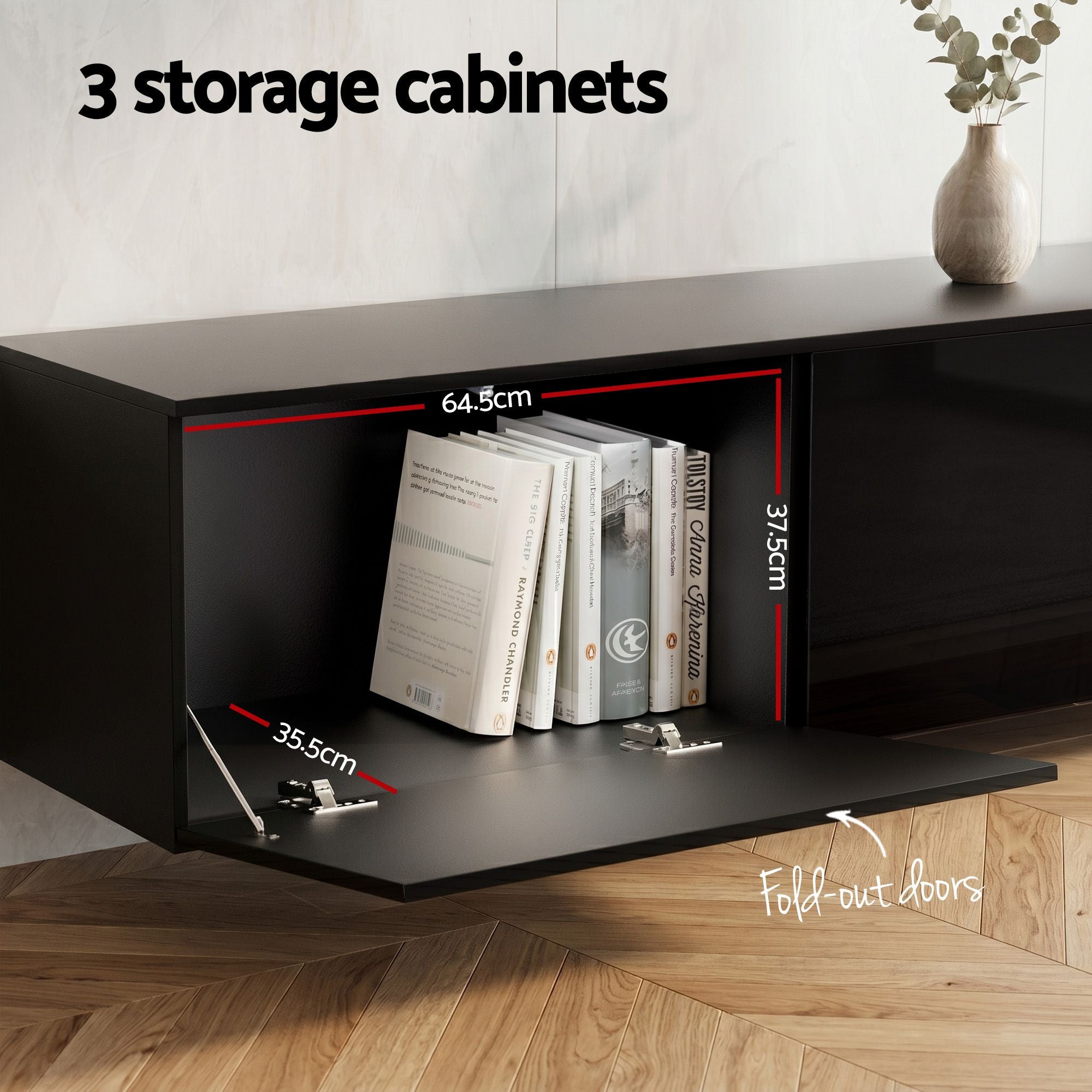 TV Unit Coffee Table Set Black 200cm | Simpledeals