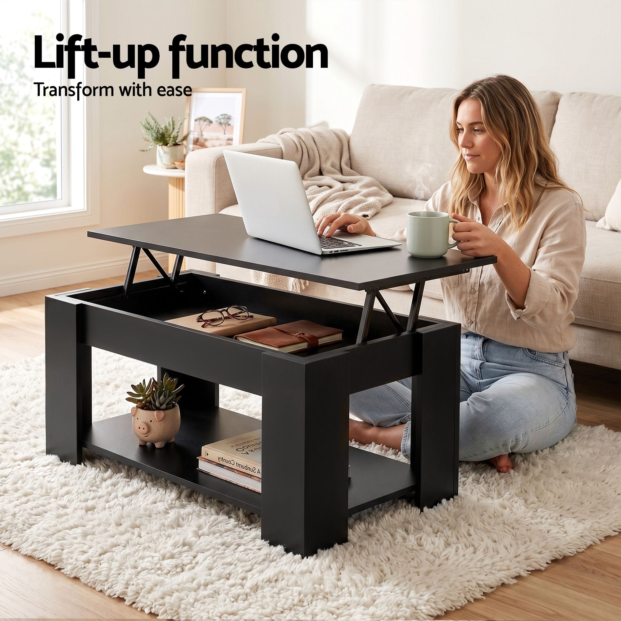 TV Unit Coffee Table Set Black 200cm | Simpledeals