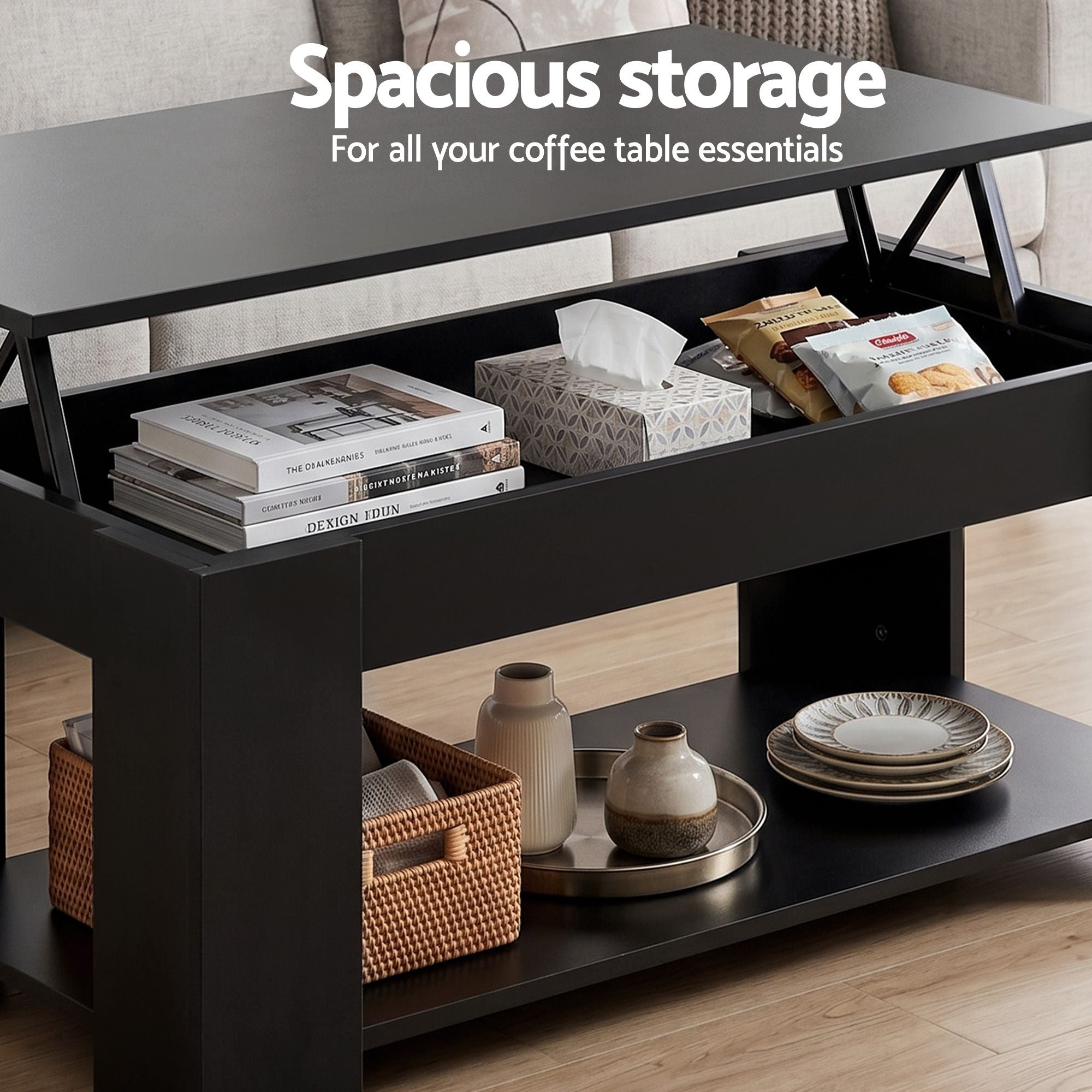 TV Unit Coffee Table Set Black 200cm | Simpledeals