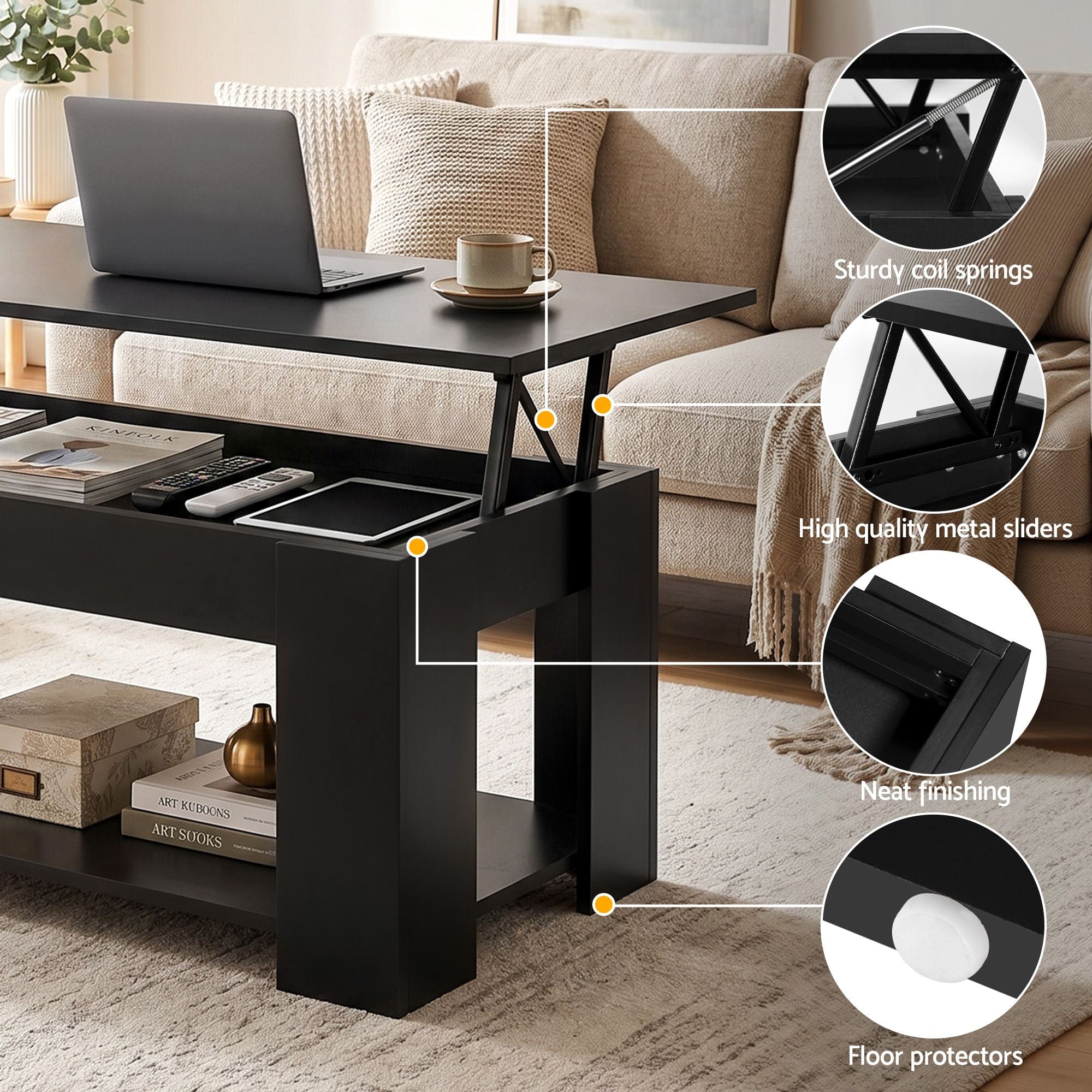 TV Unit Coffee Table Set Black 200cm | Simpledeals