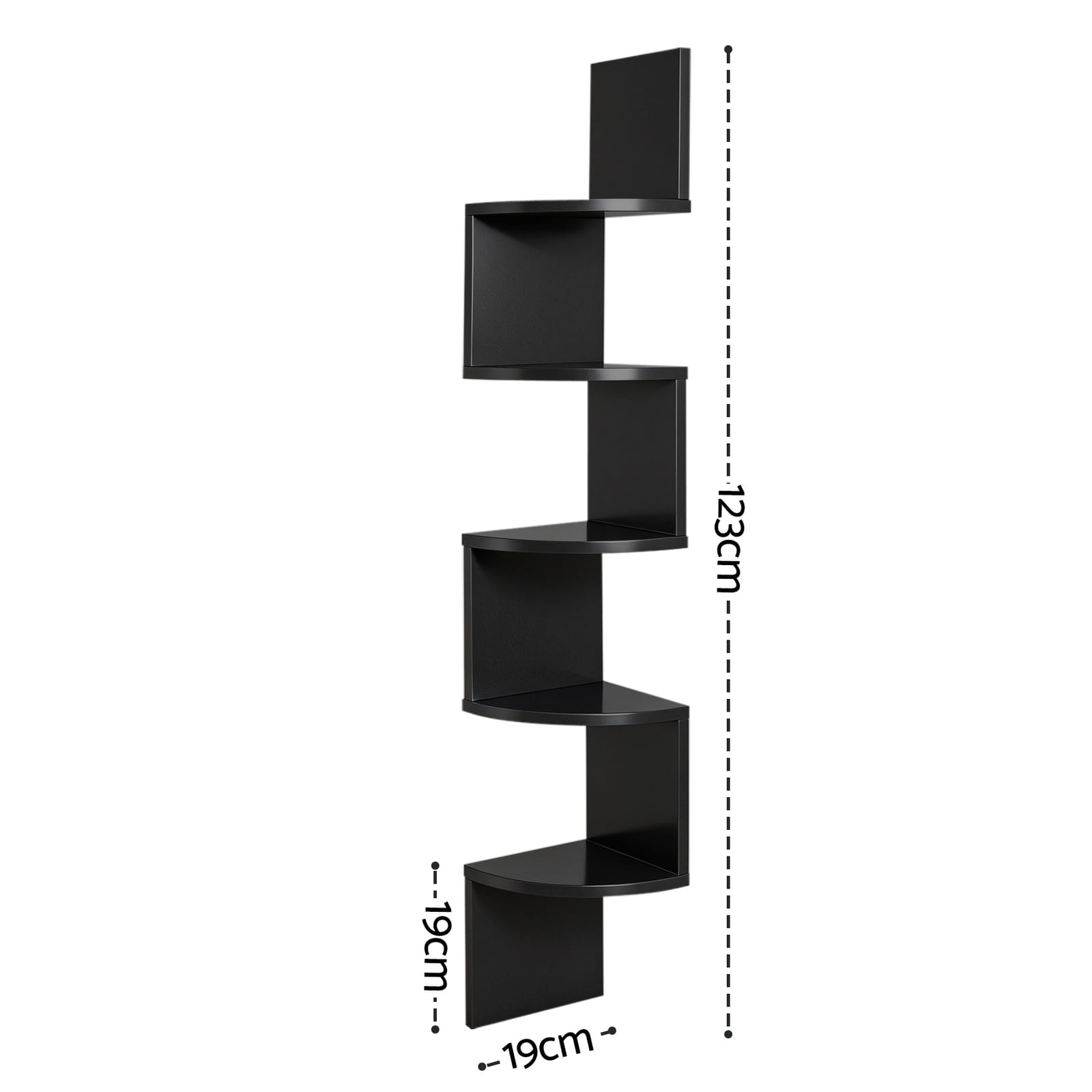 Corner Shelf 5 Tier Black 19x19x123cm