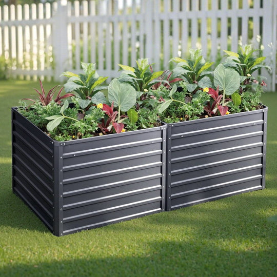 2x Garden Bed 100x100x77cm Planter Box Raised Container Galvanised