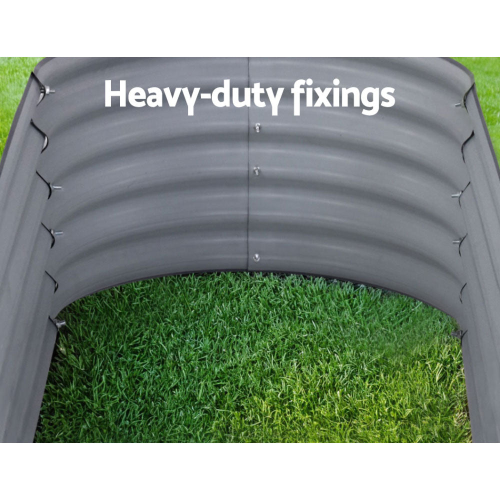2x Green Fingers Raised Garden Bed 320X80X42cm Oval Planter Box Container Galvanised