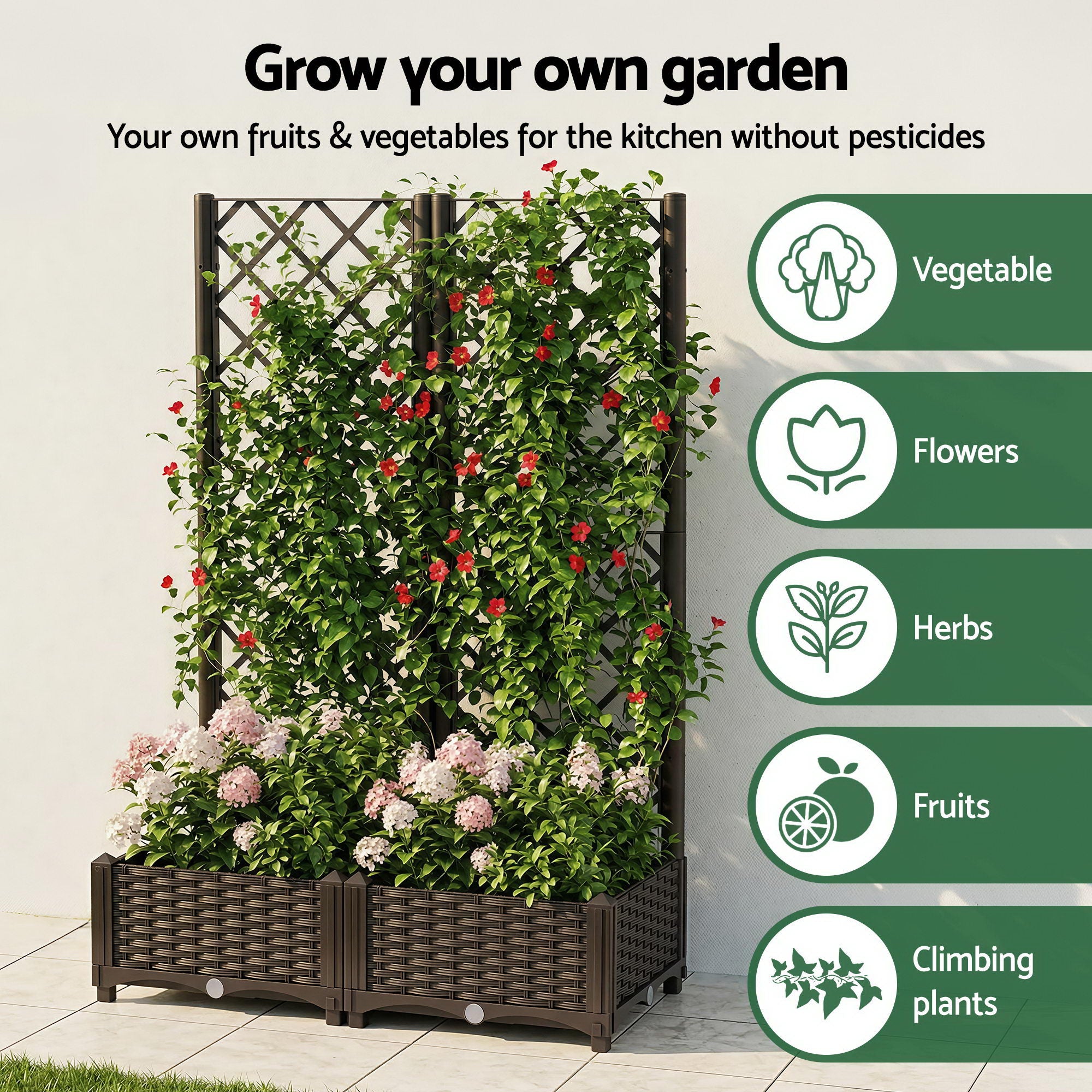 Raised Garden Bed Vertical Planter Self Watering 80x40cm | Simpledeals